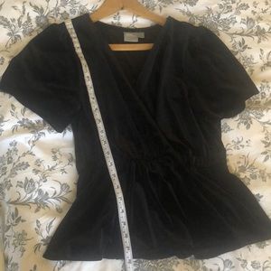 ASOS Black Velvet Surplice Peplum Blouse- Size 4